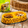 Black Circle Edge Bowl Bottom Printing Dog Footon Dog Circular Footon Yellow Ceramic Double Bowl Integração Bowl Dog Bowl Ceramic Feeder