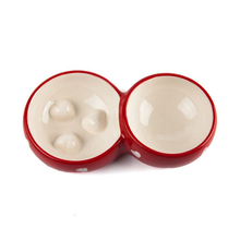 Milo Uso Exclusivo Tigela Dupla Estilo Alimentador de Cerâmica Vermelho Pet Bowl de Cerâmica