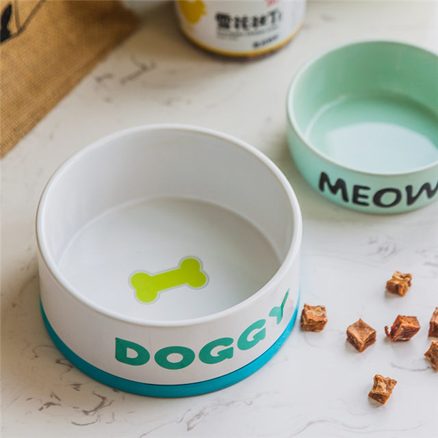 com logotipo impresso cerâmica cerâmica cão alimentar rosa cerâmica pet alimentador tigela de cachorro