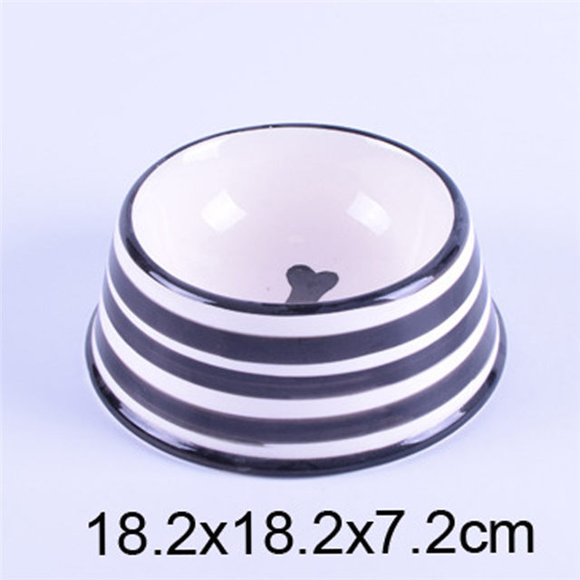 Esmalte branco Impresso Preto Círculo Imagem Tigela Tigela Inferior Impresso Osso Cerâmico Alimentador de Animais de Estimação Tigela de Cão de Cerâmica