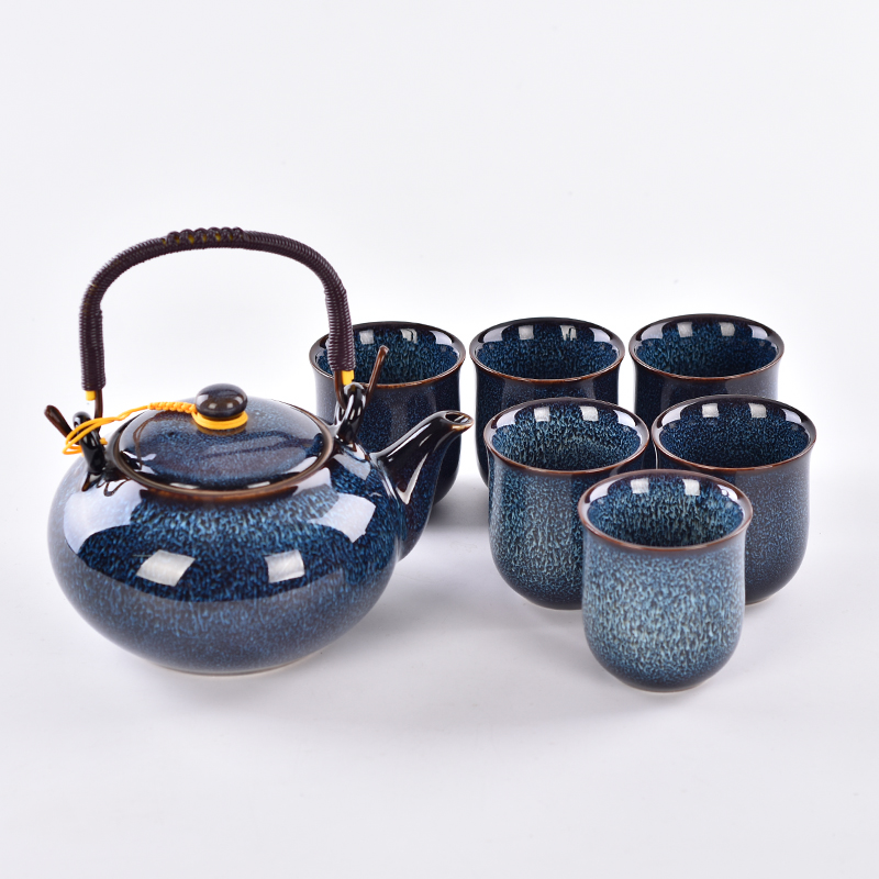 Conjunto de chá azul de cerâmica de venda direta para empresas de produção