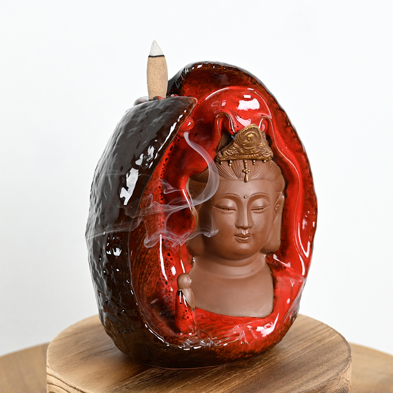 Fabricante de vendas diretas de cerâmica Guanyin Cachoeira Queimador de incenso de refluxo