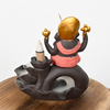 Queimador de incenso de retrocesso em cascata de cerâmica vermelha estilo Ganesha