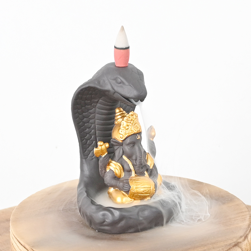 Decoração em casa Ganesha estátua Casa cerâmica queimador de incenso de refluxo 