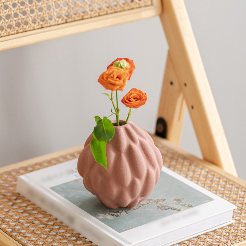Conjunto de vasos de cerâmica de arte personalizada OEM (S/M/L), vaso de flores em botão texturizado fosco moderno para fornecimento por atacado a granel