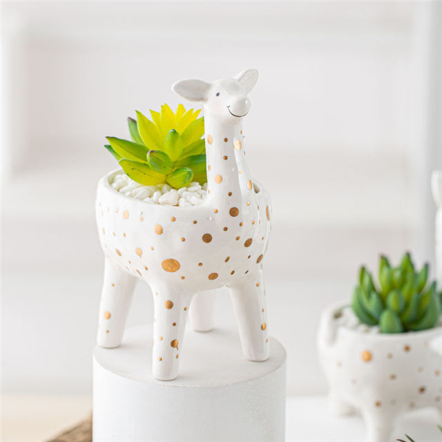 Vaso de flores de girafa em cerâmica