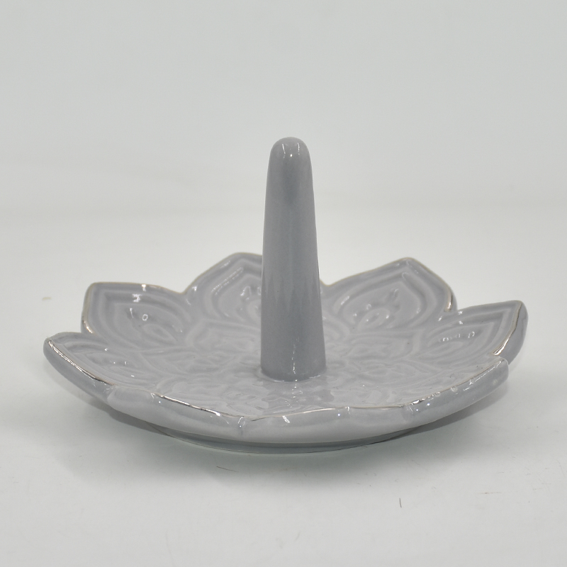 Suporte de anel de bandeja de joias de cerâmica com design estilo guarda-chuva