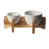 Moldura de madeira criativa Pet Bowl Tamanho Double Wrist Pet Bowl Tigela de cachorro de cerâmica