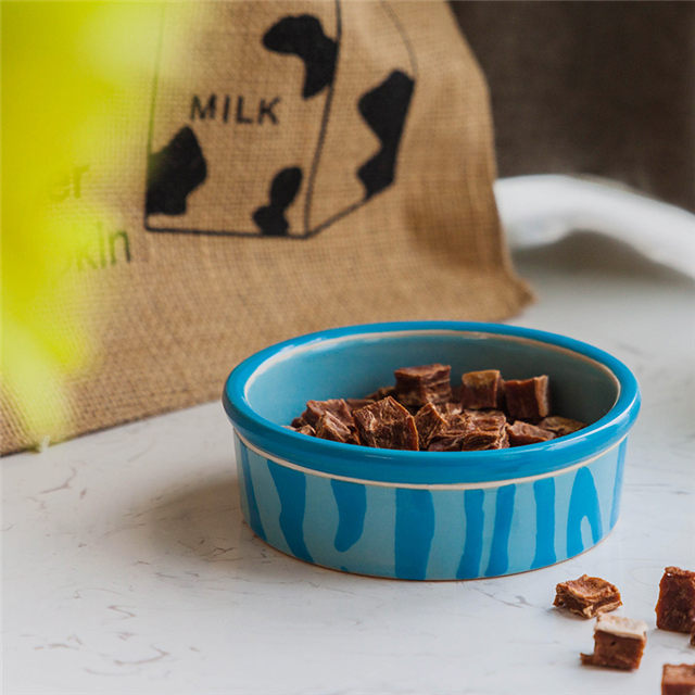 Tigela Bottom Dog Footprints Circular Azul Cerâmica Dog Bowl Cerâmica Pet Feeder
