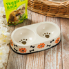 Black Circle Edge Bowl Bottom Printing Dog Footon Dog Circular Footon Ceramic Double Bowl Integração Bowl Dog Bowl Ceramic Feeder