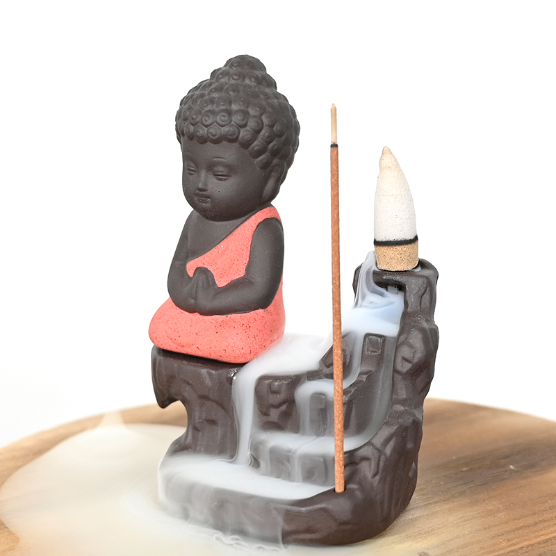 Queimador de Incenso Cachoeira de Cerâmica Red Little Buddha Porta Incenso Cachoeira De Cerâmica