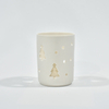 Porcelana branca circular cuplea de vela de cerâmica hollow out padrão tealight vela de porta