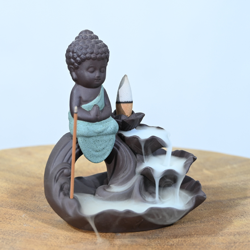 Estátua Verde Cerâmica Ganesha Cachoeira Backflow Incenso Incenso Porta Incenso