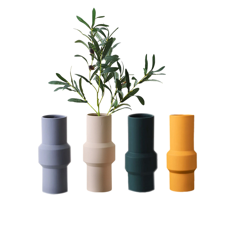 Decoração de desktop de vaso de cerâmica branca para vaso de flor de decoração para casa