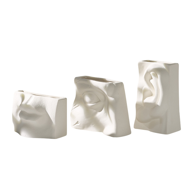 Olho, orelha, boca, nariz de design vaso de cerâmica porcelana feita vaso de flores