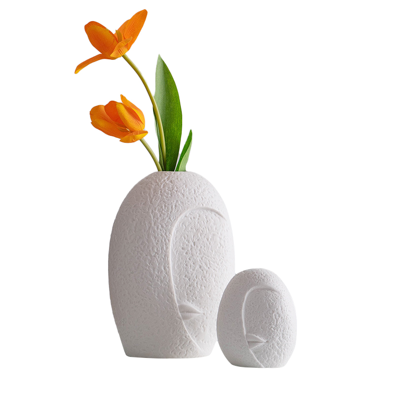 Projeto de múltiplas expressões faciais vaso de cerâmica branca decoração em casa, vaso de flor de porcelana