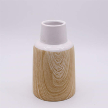 Vaso cerâmico da grão de madeira simples do vaso de tabela da forma da decoração home