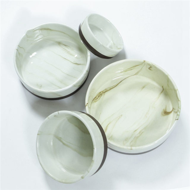 Mármore Textura Natural Cerâmica Pet Dog Food Bowl Tigela Água Tigela Cerâmica Tigela Tigela Única