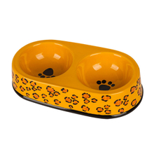 Black Circle Edge Bowl Bottom Printing Dog Footon Dog Circular Footon Yellow Ceramic Double Bowl Integração Bowl Dog Bowl Ceramic Feeder