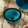 Impressão inferior da tigela Imagens dos ossos Azul céu Cerâmica Alimentador de animais de estimação Tigela de cerâmica para cães