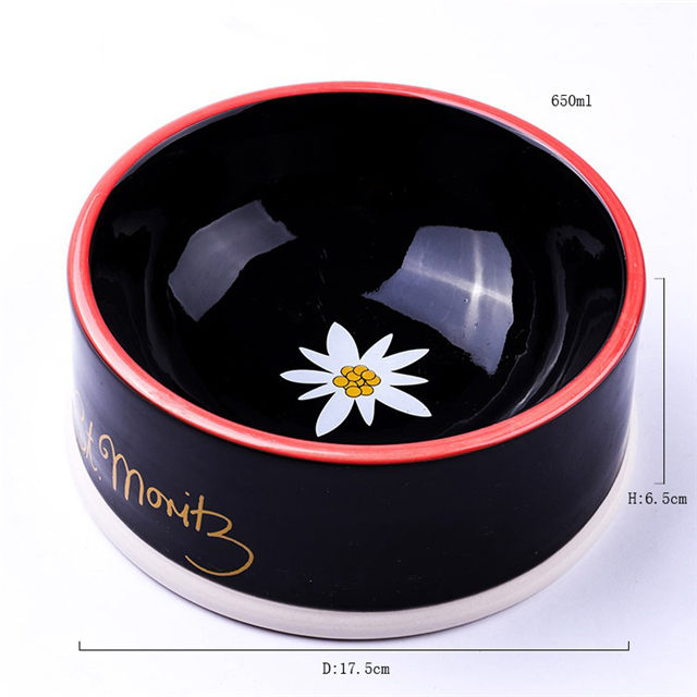 Charlie Exclusive Use Black Ceramic Pet Feeder Tigela de cerâmica para cães