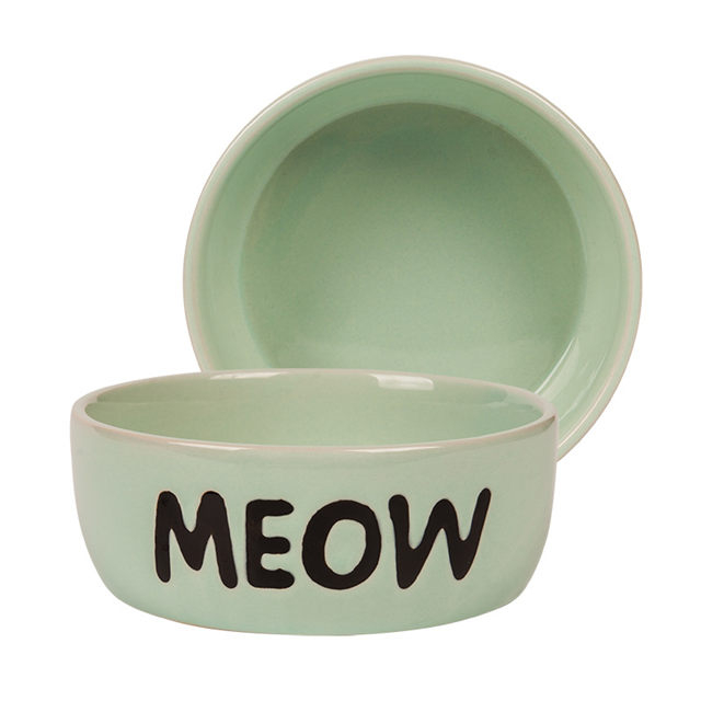 com impressão de pegadas de cachorro Circular impresso verde Cerâmica para cães Alimento azul e orangecerâmico para animais de estimação Alimentador verde para cães Tigela de cerâmica para cães