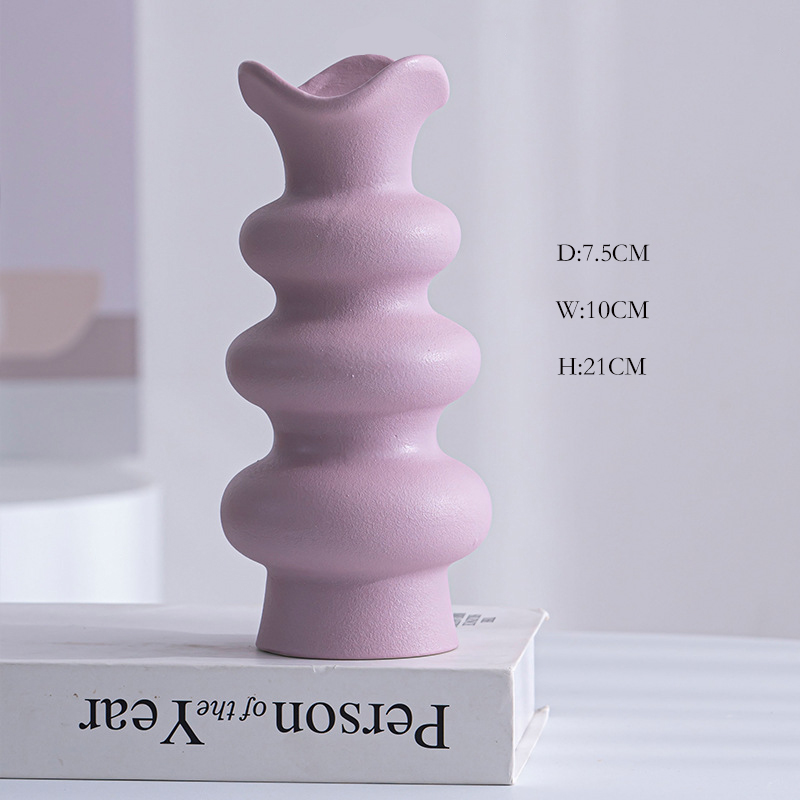 Rosa, azul, preto, branco e de três camadas de design de estilo de flor vasos de cerâmica para decoração doméstica