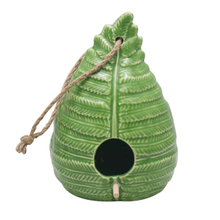 Alimentador de pássaro de folha de cerâmica verde