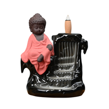 Cascata de cone de incenso cerâmico vermelho pequeno Buda refluxo queimador de incenso