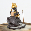 Cerâmico Ganesha Jogar estilo de flauta senta-se no elefante cachoeira backflow incenso cone cerâmico backflow incenso queimador