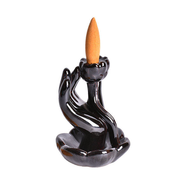 Como cachoeira Camada após camada, fluxo de estátua de cerâmica, estilo mãozinha Queimador de incenso de refluxo