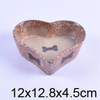 Tigela em forma de coração marrom impresso osso imagem alimentador de cerâmica para animais tigela de cerâmica para cães