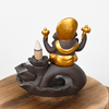Queimador de incenso de retrocesso em cascata de cerâmica dourada estilo Ganesha