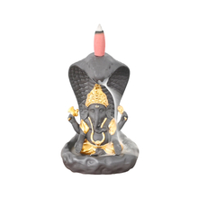 Ganesha estátua em cachoeira cerâmica queimador de incenso de refluxo 