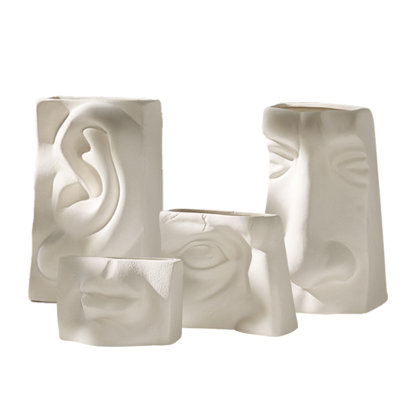 Olho, orelha, boca, nariz de design vaso de cerâmica porcelana feita vaso de flores