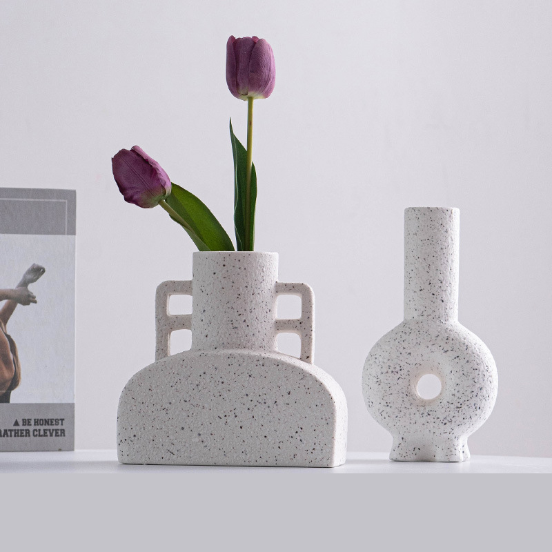 Criatividade e inovação Design Design Vaso de porcelana Decorações de desktop em casa Os grânulos de areia branca sentem vaso de cerâmica
