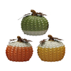 Atacado conjunto de abóbora de cerâmica com folha de metal colheita de outono decoração de mesa de ação de graças estatueta de porcelana texturizada