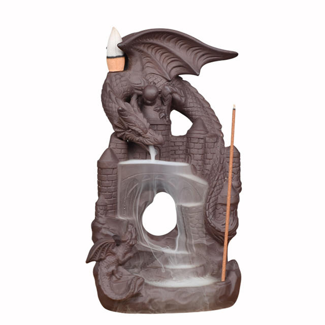 2020 Yer Novo Produto Estátua Dragão Cerâmico Cachoeira Cachoeira Queimador de Incenso