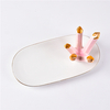 Customisedjewel Diamond cônico design Bandeja de joias oval de cerâmica com borda dourada
