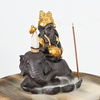 Cerâmico Ganesha Estilo 2 senta-se no elefante cachoeira backflow incenso cone backflow cerâmico incenso queimador
