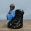 Buddha Monk Ash Catcher Tower Incenso Cone Backflow Stick Holder Produção profissional Green Buddha Ceramic Backflow Incense Burner