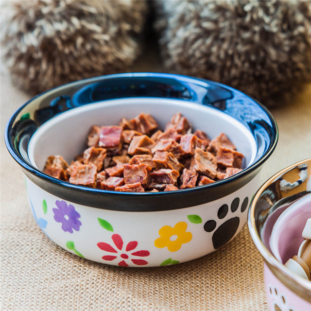 Black Circle Edge Bowl Bottom Printing Dog Footon Dog Circular Footon Bowl de cerâmica para cães Ceramic Pet Feeder