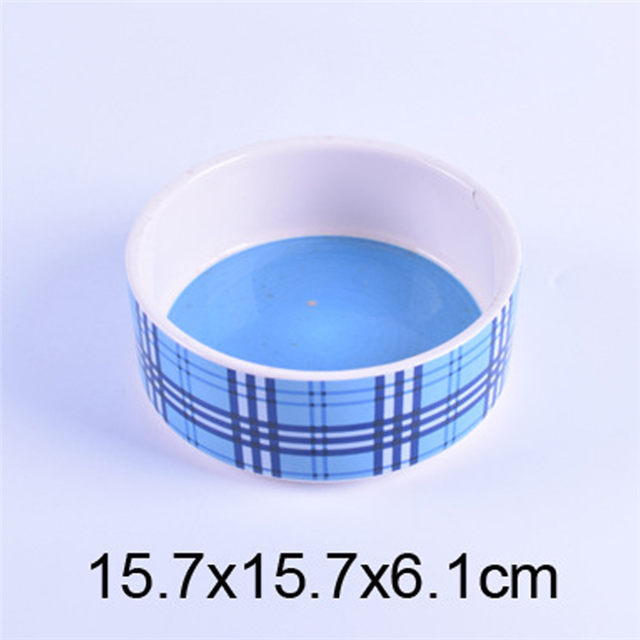 Bacia cerâmica azul do cão e da bacia do cão do alimentador cerâmico do animal de estimação