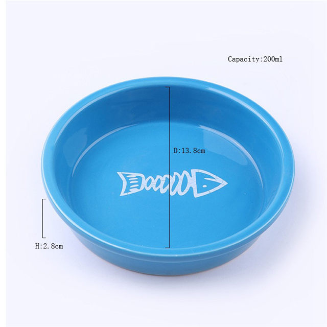 A parte inferior da tigela de impressão White FishThe Bone Cerâmica para cães Pet Food Bowl Tigela de água Tigela de cerâmica para gatos Tigela única