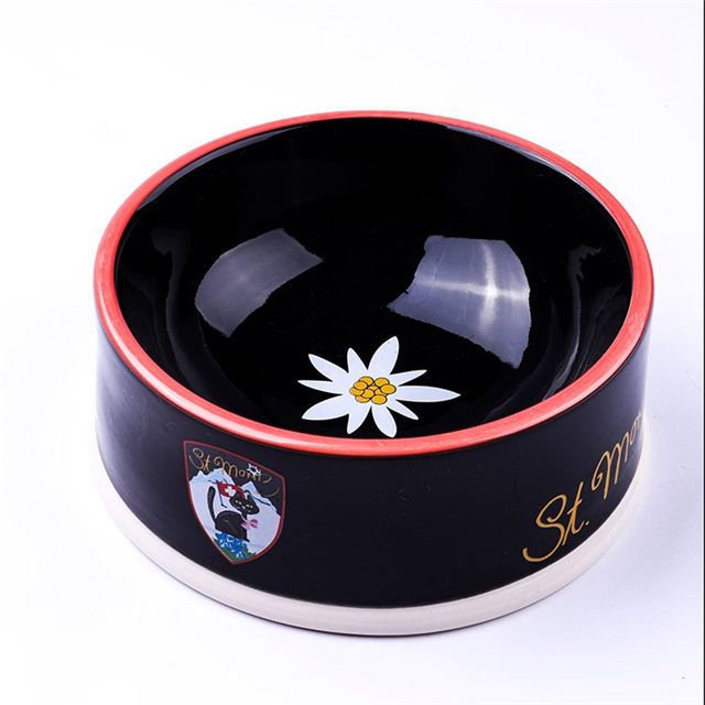 Charlie Exclusive Use Black Ceramic Pet Feeder Tigela de cerâmica para cães
