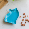 Alimentador de animais de estimação de prato de cerâmica de estilo de gato tigela de cachorro de cerâmica azul