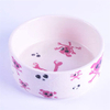 Imprimindo a imagem de cor rosa alimentador de estimação cerâmico tigela de cachorro de cerâmica