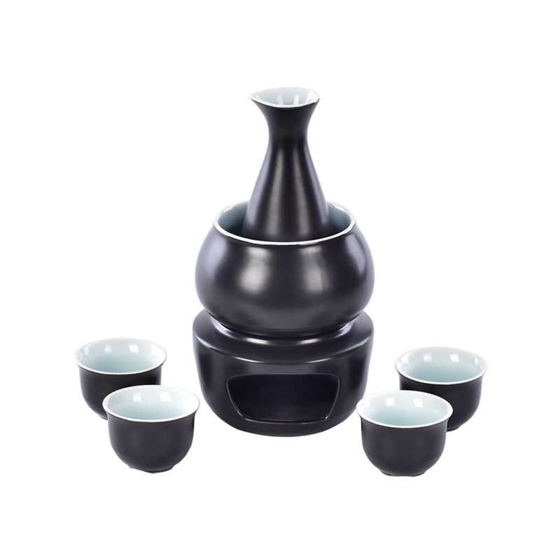 Esmalte preto de esmalte preto Vinho Copo de cera Cerâmica preto Cerâmica Set