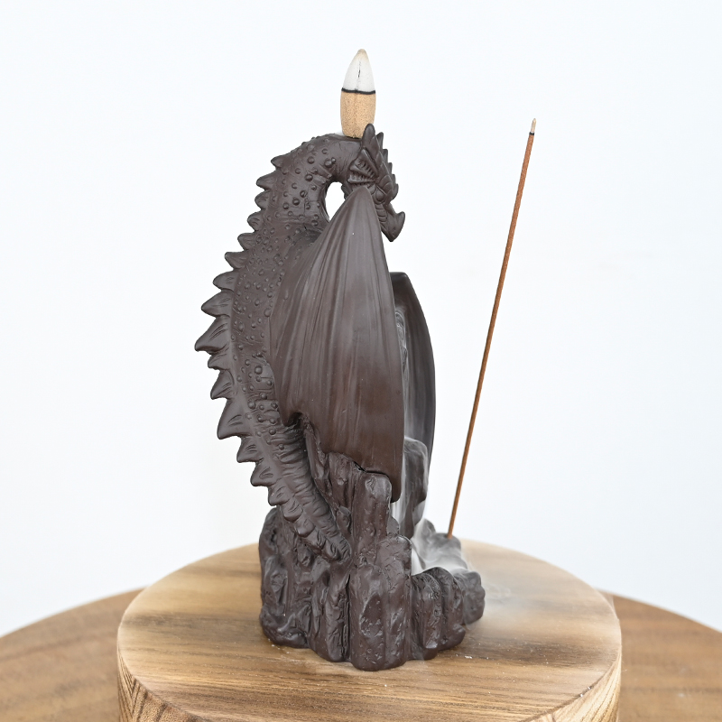 Queimador de incenso de retrofluxo de dragão de cerâmica Suportes de cone de incenso em cascata