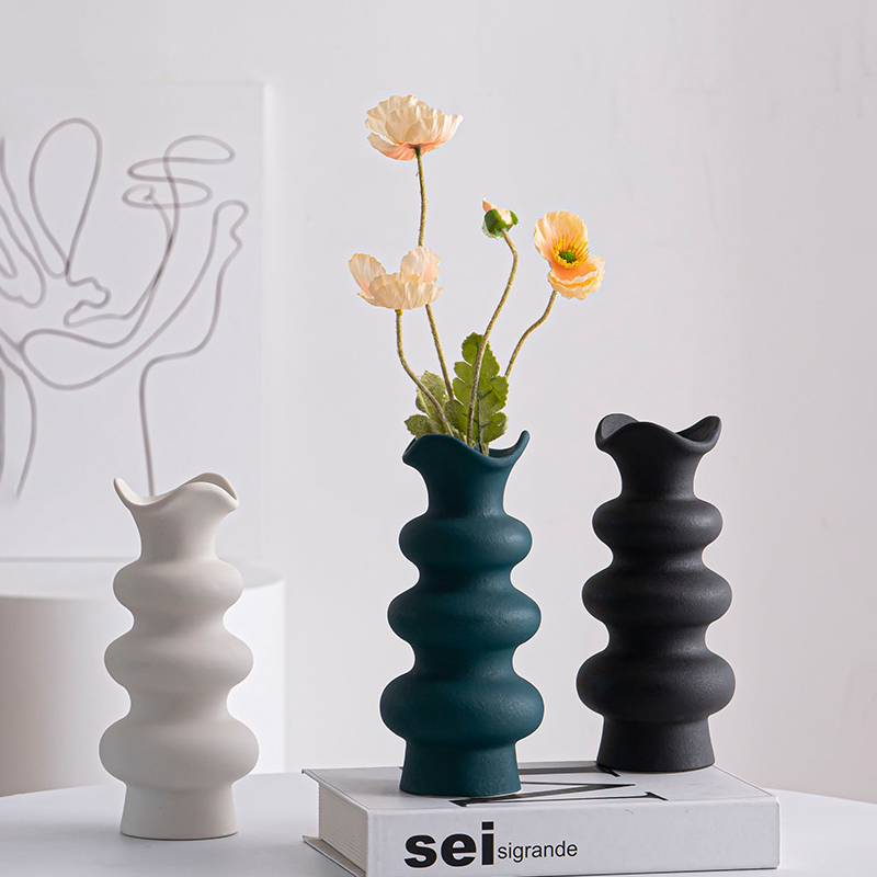Rosa, azul, preto, branco e de três camadas de design de estilo de flor vasos de cerâmica para decoração doméstica